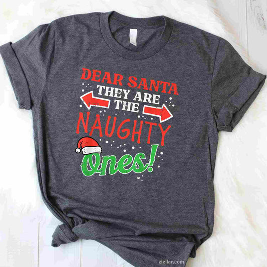 Dear Santa They Naughty Ones Christmas Xmas Men Women T-Shirt, A Dear Santa Naughty List Christmas Tee For Adults