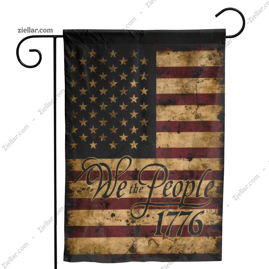 Distressed 1776 American Flag, We The People Patriotic Garden Flag for Yard Use