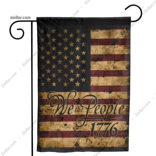 Distressed 1776 American Flag, We The People Patriotic Garden Flag for Yard Use