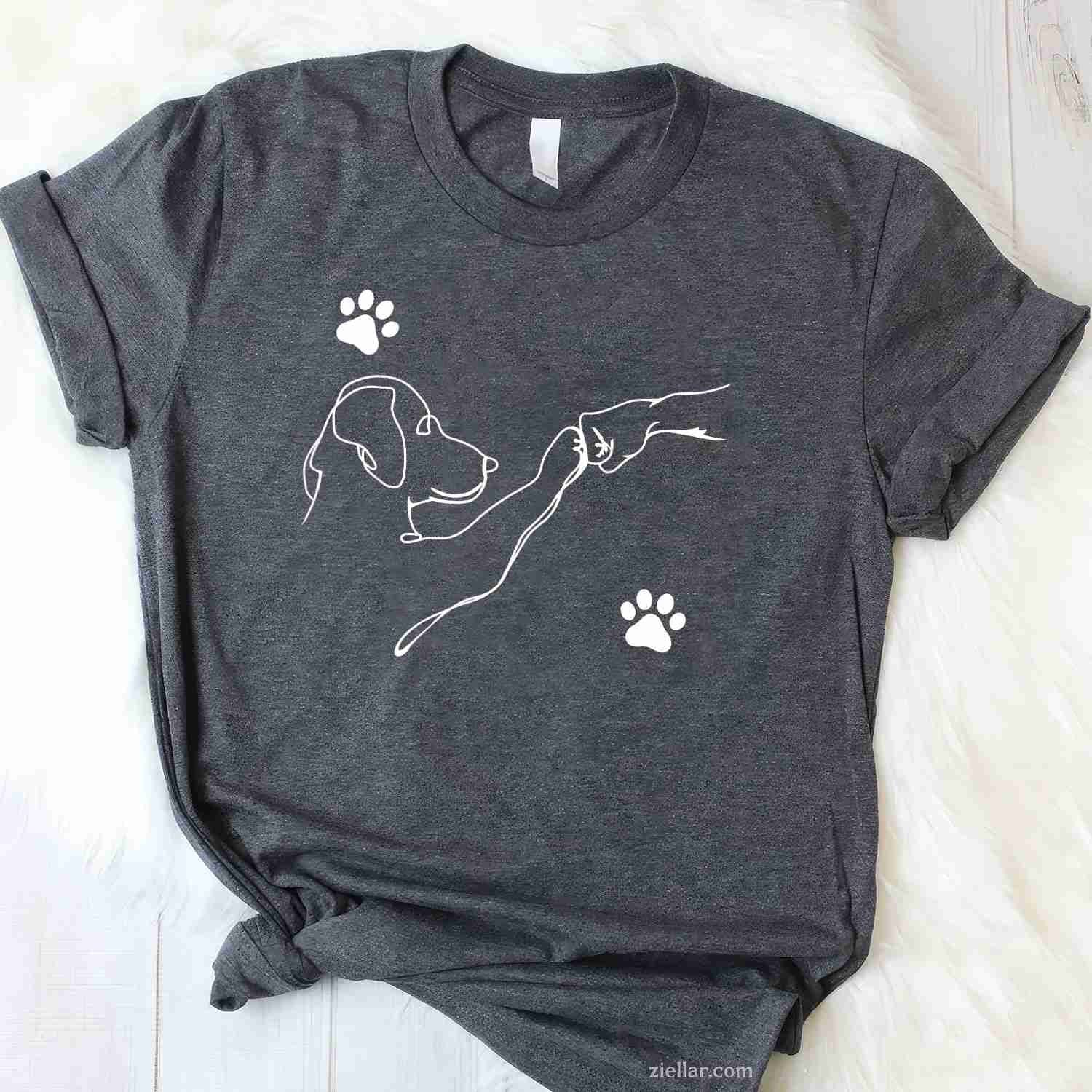 Dog And People Punch Hand Dog T-Shirt, Friendship Fist Bump Dog'S Paw Graphic Tee For Adults