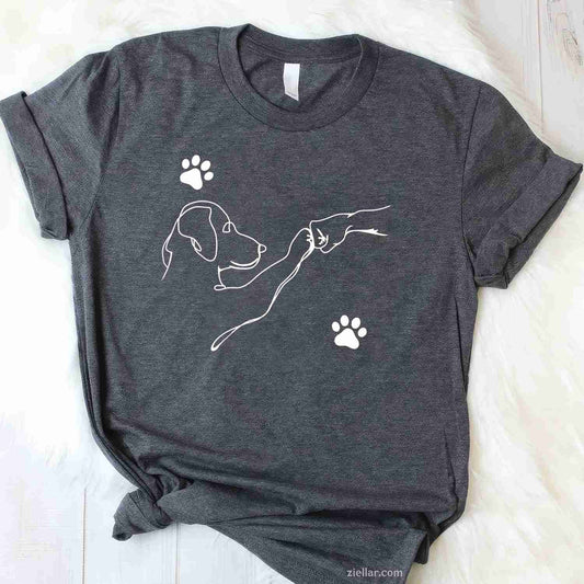 Dog And People Punch Hand Dog T-Shirt, Friendship Fist Bump Dog'S Paw Graphic Tee For Adults