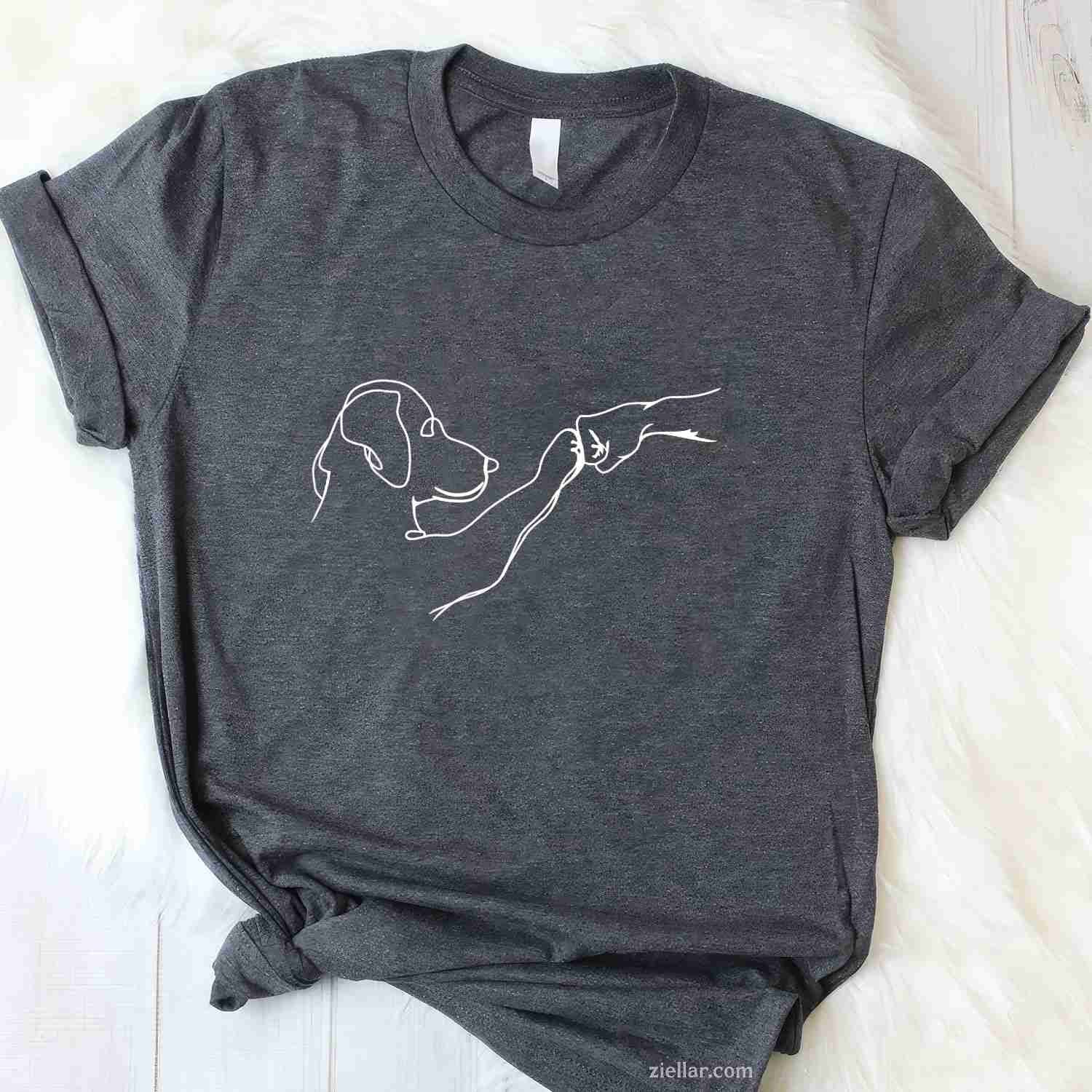 Dog And People Punch Hand Dog T-Shirt, Friendship Bump Dog'S Paw Vintage Graphic Tee For Adults