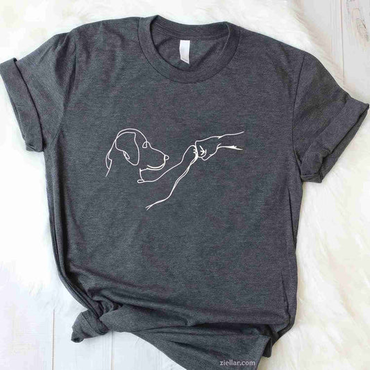 Dog And People Punch Hand Dog T-Shirt, Friendship Bump Dog'S Paw Vintage Graphic Tee For Adults