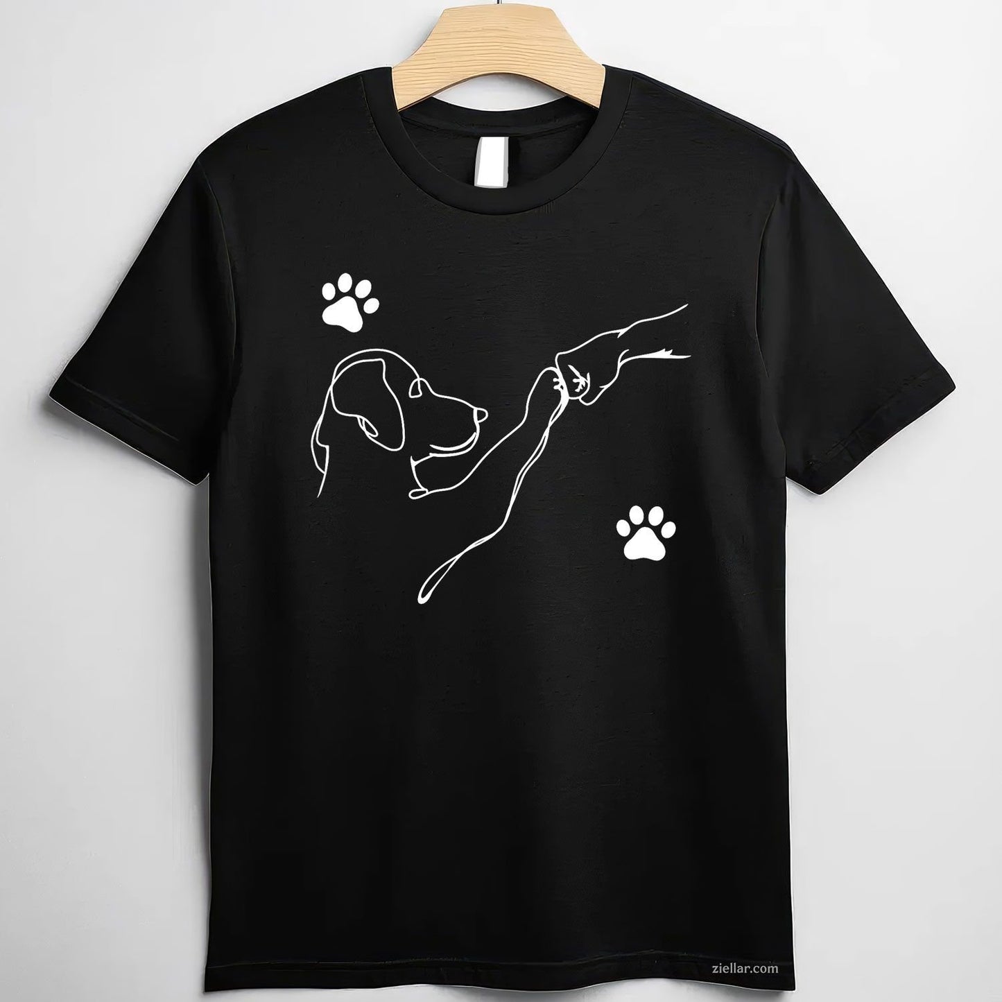 Dog And People Punch Hand Dog T-Shirt, Friendship Fist Bump Dog'S Paw Graphic Tee For Adults