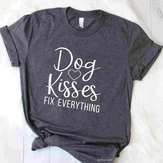 Dog Kisses Fix Everything Puppy Dog T-Shirt, Vintage Graphic Tee For Dog Lovers Men Women