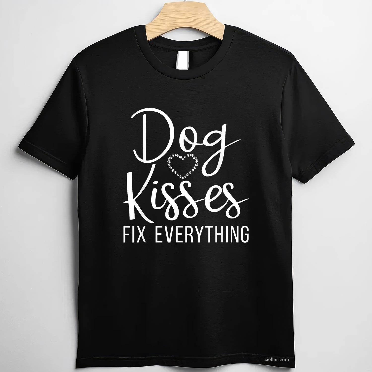 Dog Kisses Fix Everything Puppy Dog T-Shirt, Vintage Graphic Tee For Dog Lovers Men Women