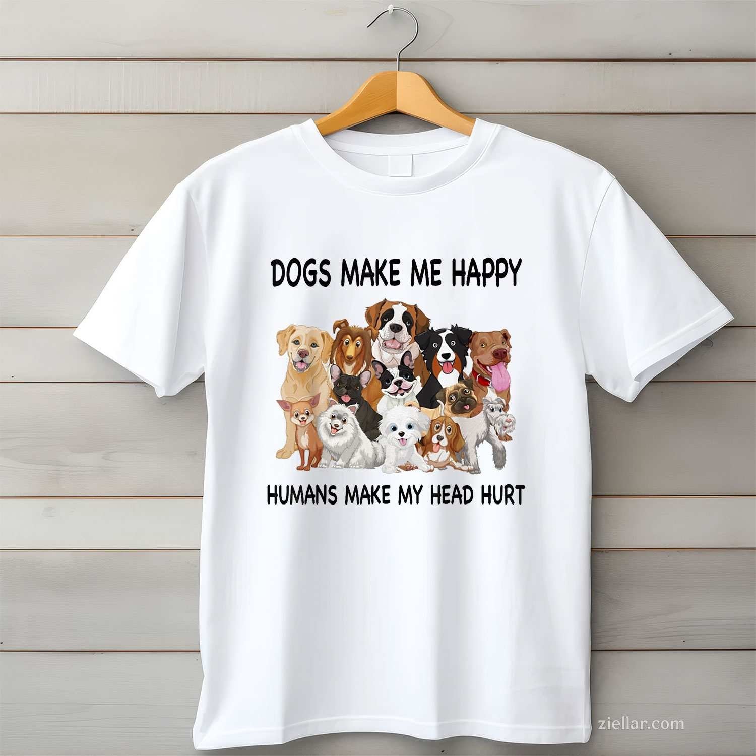 Dogs Make Me Happy Humans Make My Head Hurt T-Shirt, Dog Lover Funny Graphic Tee For Adults
