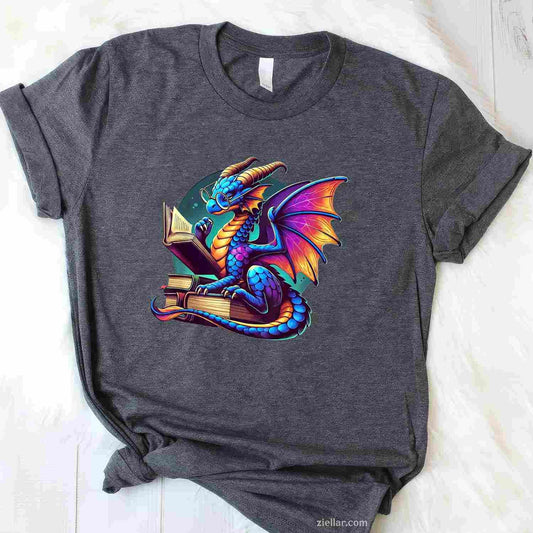 Dragon Reading a Book Bookworm Book Lover T-Shirt