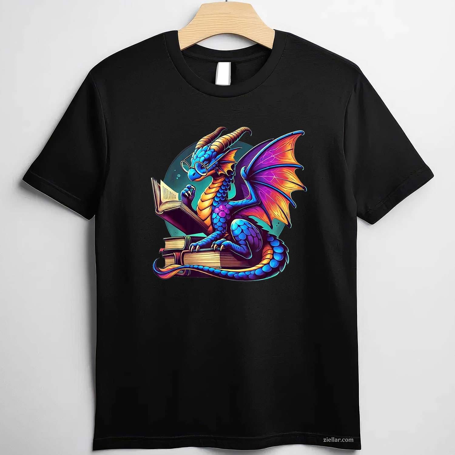 Dragon Reading a Book Bookworm Book Lover T-Shirt