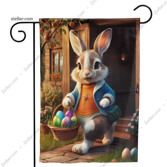 Easter Bunny Garden Flag 12x18 Inch Double Sided Decorative Outdoor Yard Sign