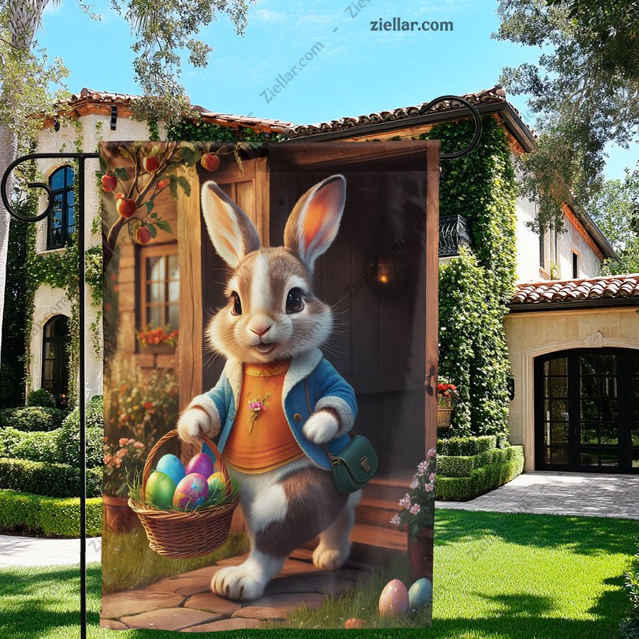 Easter Bunny Garden Flag 12x18 Inch Double Sided Decorative Outdoor Yard Sign