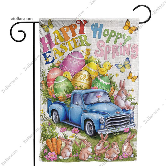 Easter Bunny House Flag 28x40 Inch Double Sided for Outdoor Yard Decor