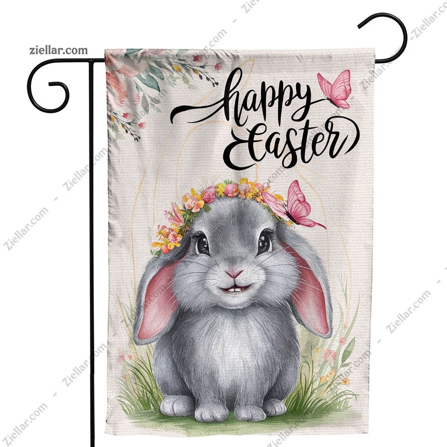 Easter Bunny Garden Flag 12x18 Inch Small Burlap Outdoor Lawn Yard Decor