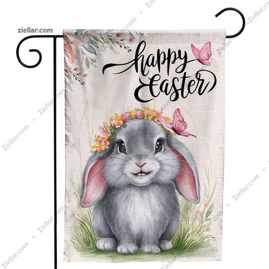 Easter Bunny Garden Flag 12x18 Inch Small Burlap Outdoor Lawn Yard Decor