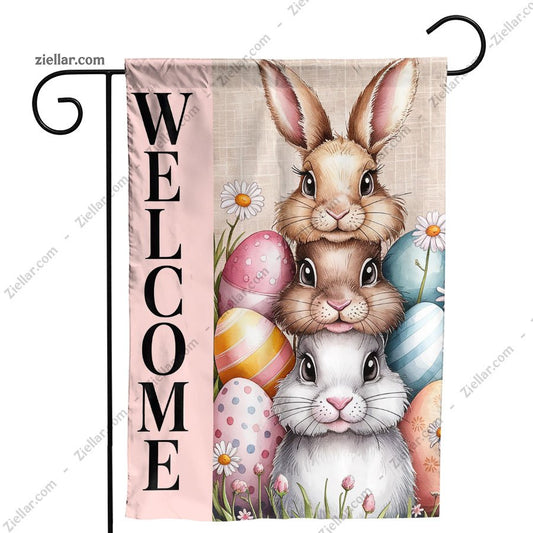 Easter Bunny Garden Flag 12.5x18 Inch, Double Sided Burlap Outdoor Yard Flag