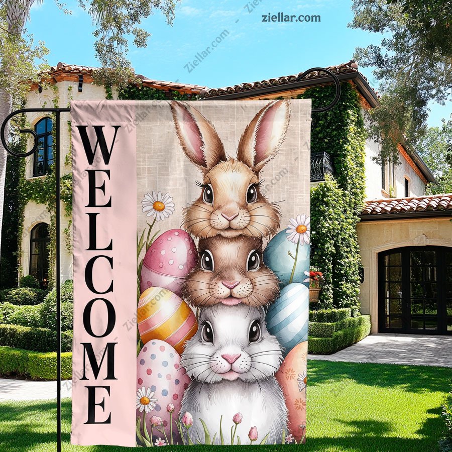 Easter Bunny Garden Flag 12.5x18 Inch, Double Sided Burlap Outdoor Yard Flag