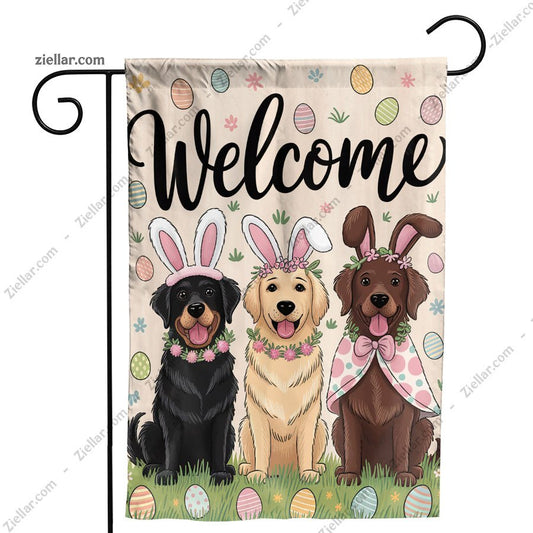 Easter Dog Garden Flag 12x18 Inch Double Sided, Small Burlap Yard Decor