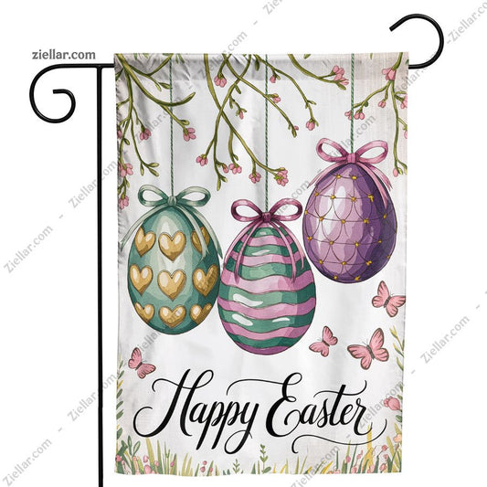 Easter Eggs Garden Flag 12x18 Inch Double Sided, Floral Outdoor Yard Decoration