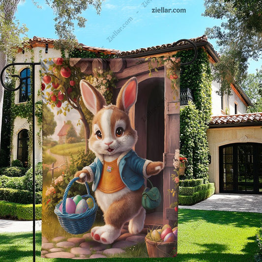 Easter Garden Flag 12x18 Inch Double Sided Rabbit Yard Flag Outdoor Decoration