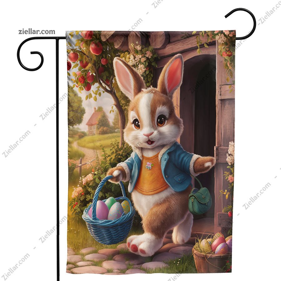 Easter Garden Flag 12x18 Inch Double Sided Rabbit Yard Flag Outdoor Decoration