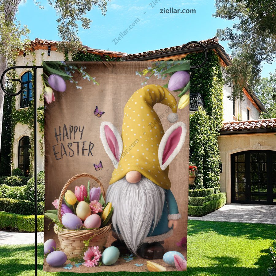Easter Gnome with Yellow Hat Spring Decoration Cute Bunny Eggs Holiday Decor