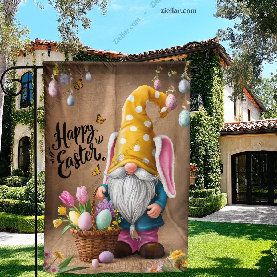 Easter Gnome with Yellow Hat and Bunny Ears Spring Holiday Decor for Home