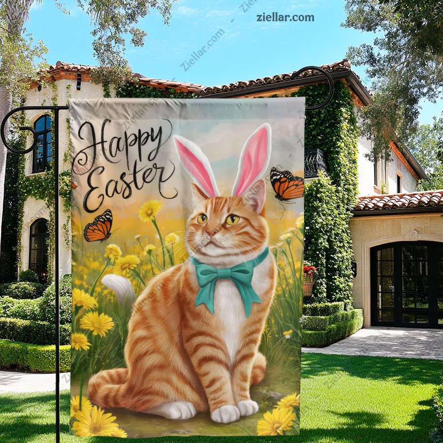 Easter Kitty with Bunny Ears Cute Spring Decoration for Holiday Celebration