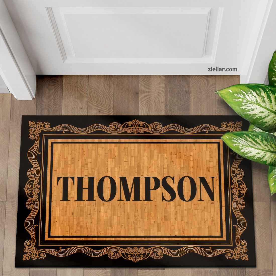 Elegant Custom Doormat - Ornate Monogram Rug with Vintage Name Design