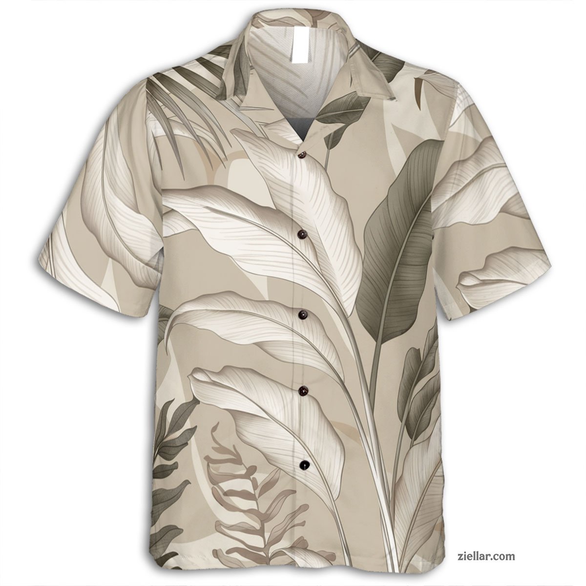 Elegant Tropical Leaves Hawaiian Shirt Tee, Summer Beach Outfit Unisex