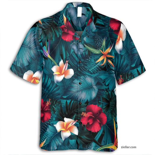 Eye-Catching Floral Hawaiian Shirt Tee, Tropical Beach Gift for Adults
