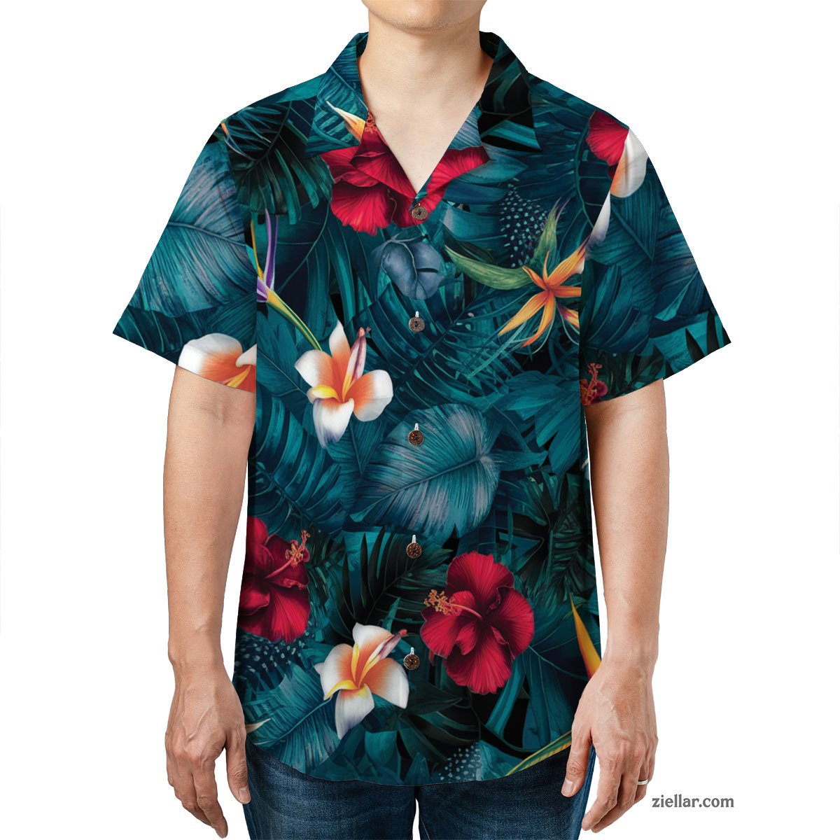 Eye-Catching Floral Hawaiian Shirt Tee, Tropical Beach Gift for Adults