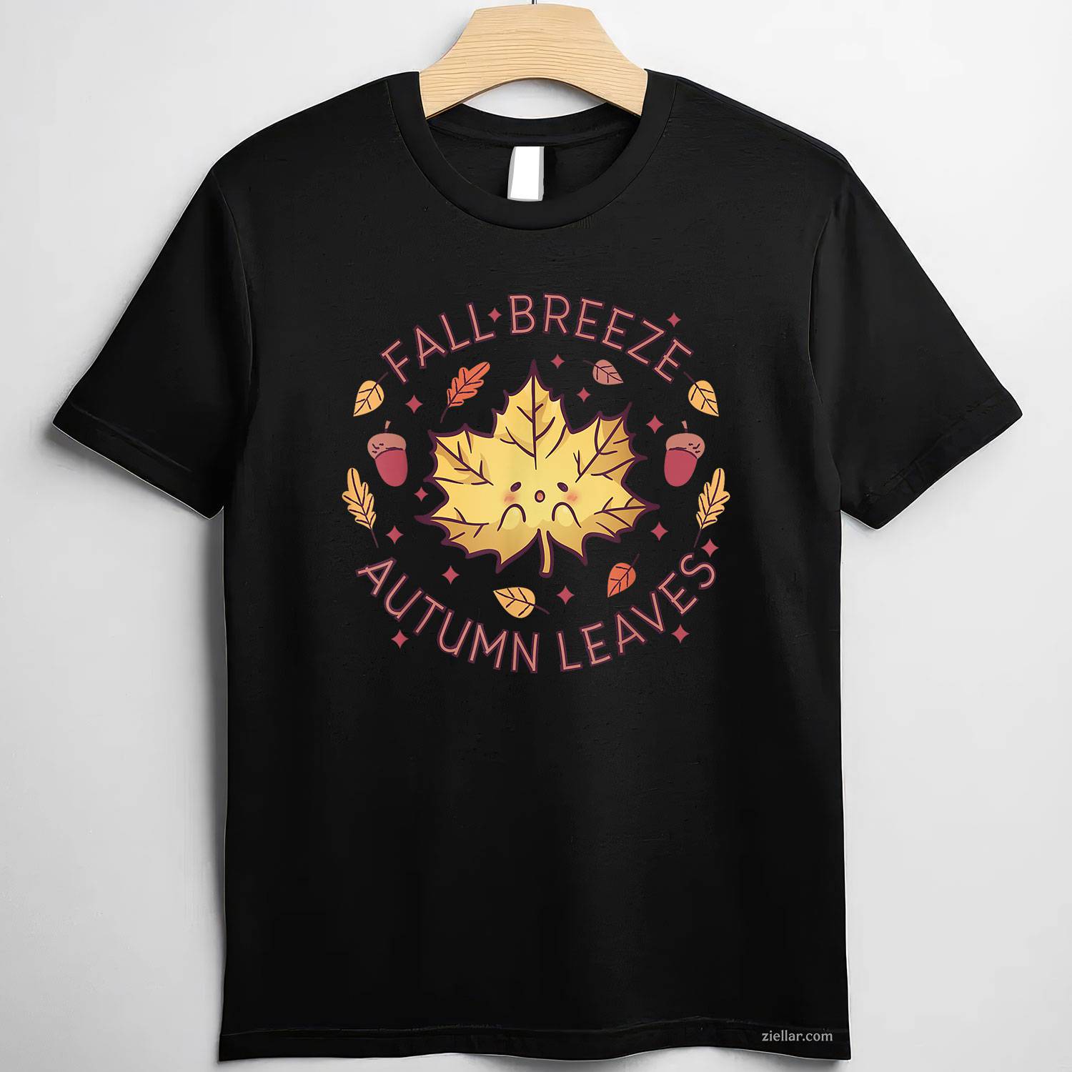 Fall Breeze Autumn Leaves Maple Leaf T-Shirt and Tee for Adults Men Women Unisex