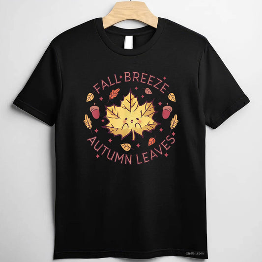 Fall Breeze Autumn Leaves Maple Leaf T-Shirt and Tee for Adults Men Women Unisex