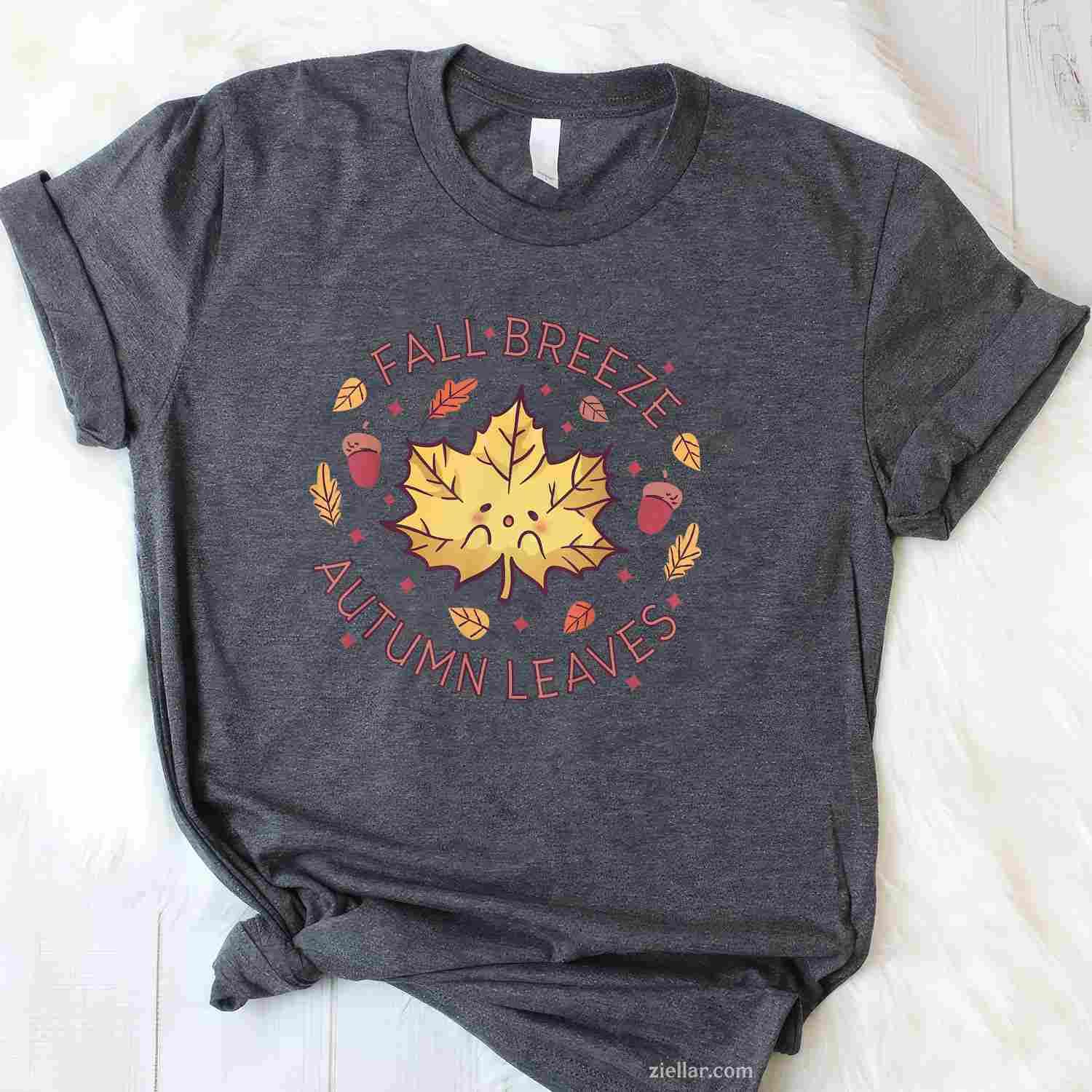 Fall Breeze Autumn Leaves Maple Leaf T-Shirt and Tee for Adults Men Women Unisex