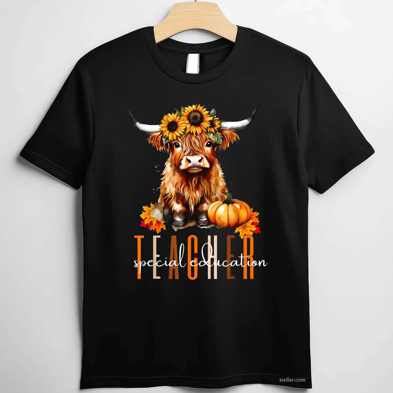 Fall Highland Cow Special Education Teacher Halloween Autumn T-Shirt and Tee for Adults Men Women Unisex for Men Women T-Shirt and Tee for Adults Men Women Unisex