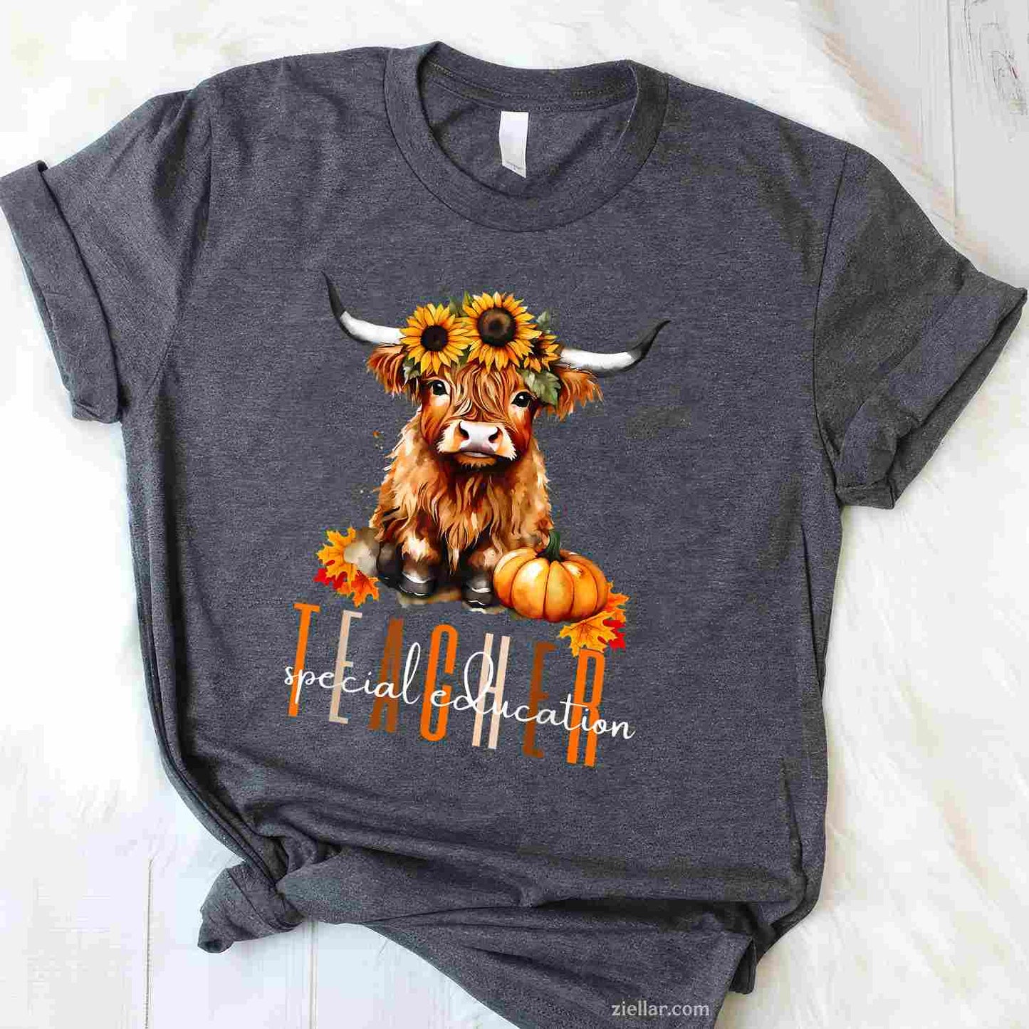 Fall Highland Cow Special Education Teacher Halloween Autumn T-Shirt and Tee for Adults Men Women Unisex for Men Women T-Shirt and Tee for Adults Men Women Unisex