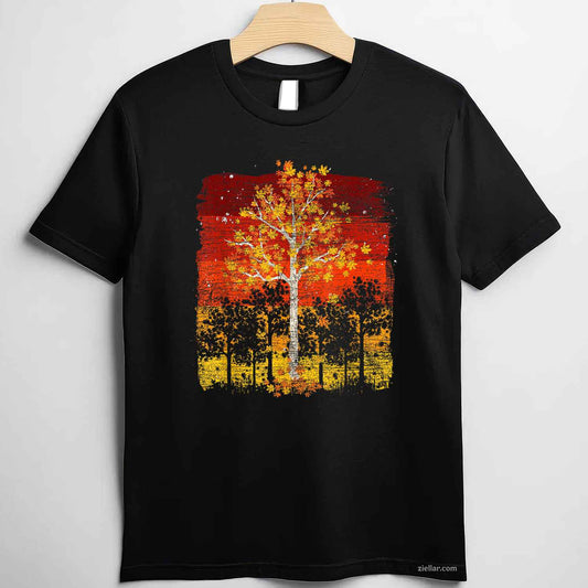 Fall Landscape Thanksgiving Autumn Leaves Forest Fall T-Shirt and Tee for Adults Men Women Unisex