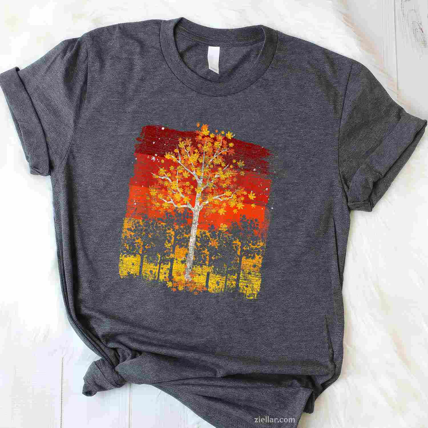 Fall Landscape Thanksgiving Autumn Leaves Forest Fall T-Shirt and Tee for Adults Men Women Unisex