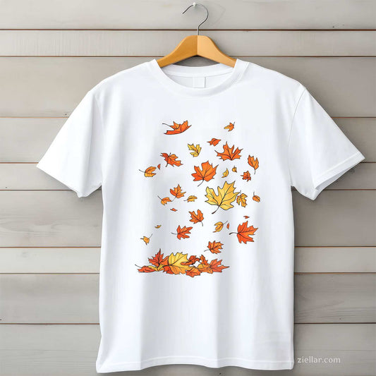 Falling Autumn Fall Leaves Cottagecore Autumn Fall Colors T-Shirt and Tee for Adults Men Women Unisex