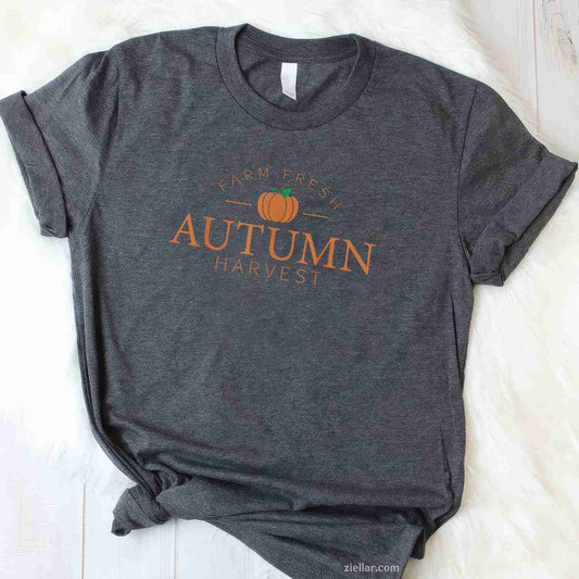 Farm Fresh Autumn Harvest Cute Pumpkin Patch Fall Design T-Shirt and Tee for Adults Men Women Unisex
