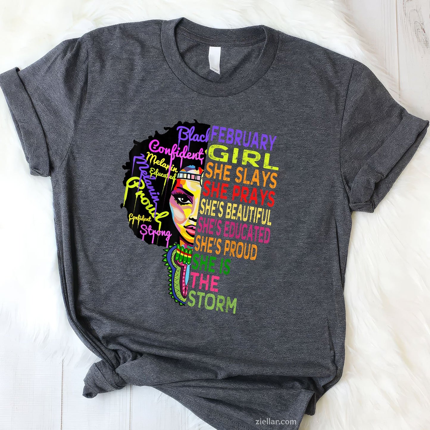 February Birthday Tee and T-Shirt for Women Adults, African American Black Girl Magic Gift T-Shirt