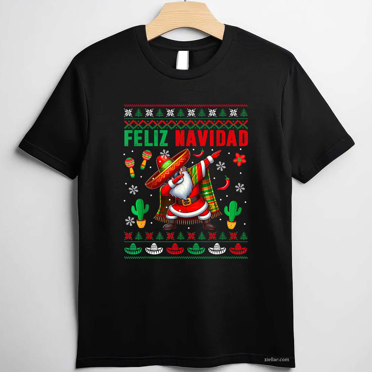 Feliz Navidad Xmas Sweater Santa Sombrero Dabbing Mexican T-Shirt, A Feliz Navidad Dabbing Mexican Santa Tee