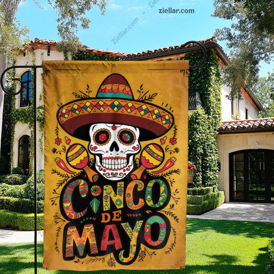 Festive Cinco de Mayo Skull Design with Bright Colors for Mexican Party Decor