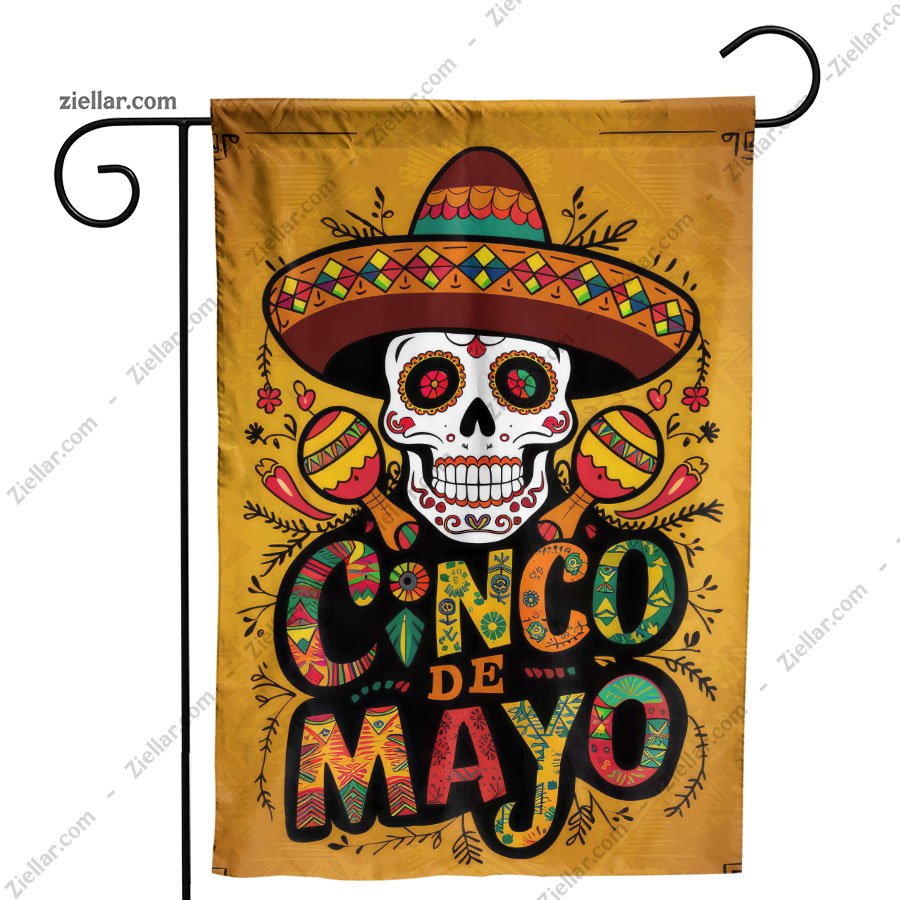 Festive Cinco de Mayo Skull Design with Bright Colors for Mexican Party Decor