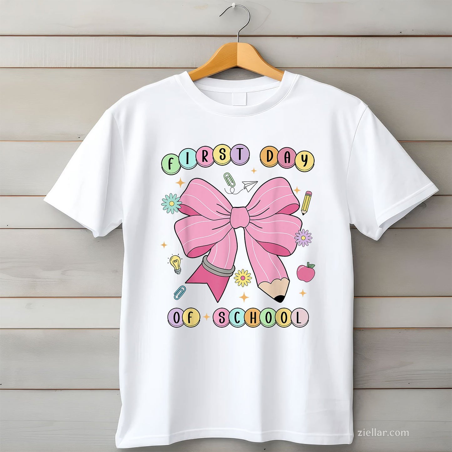 First Day of School Tee and T-Shirt, Pencil Bow Teacher T-Shirt for Adults Back to School 2025