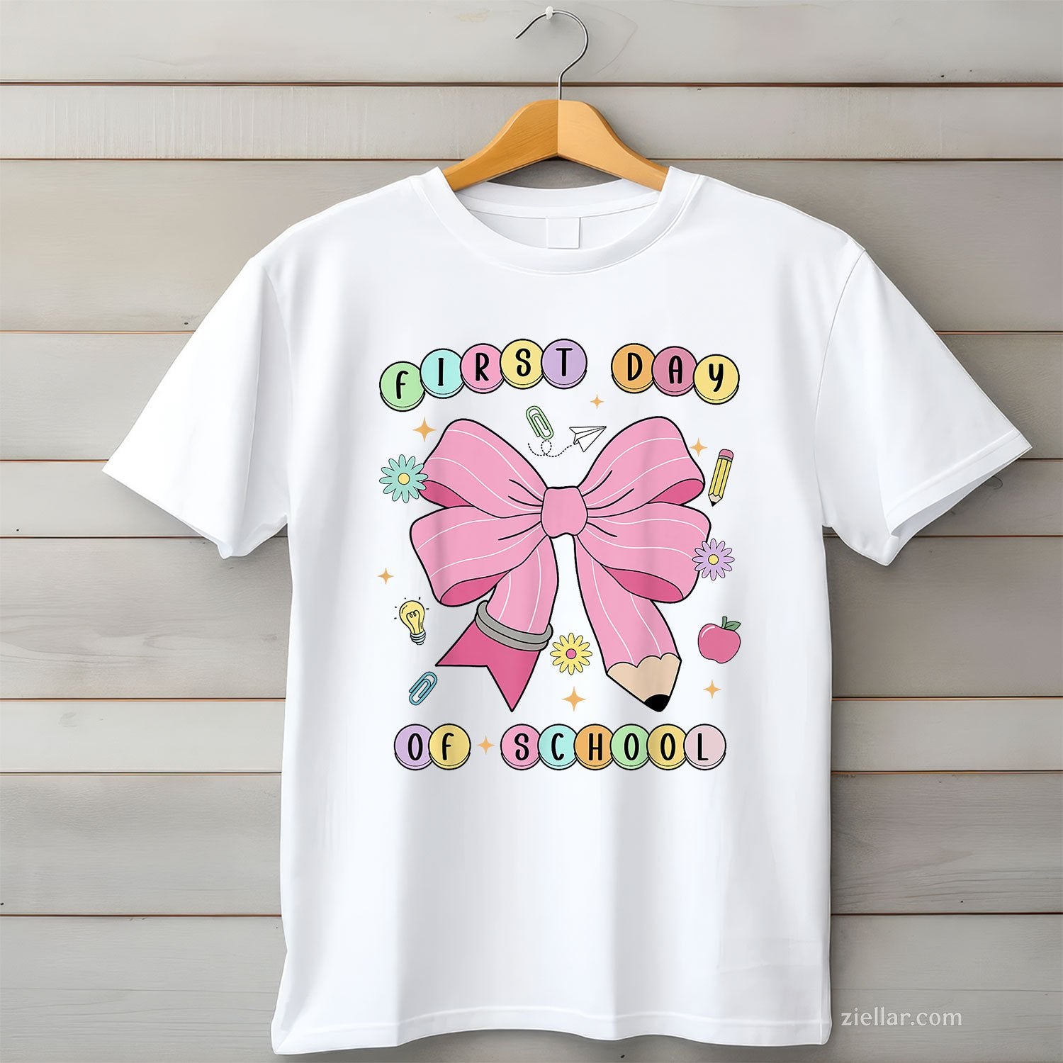 First Day of School Tee and T-Shirt, Pencil Bow Teacher T-Shirt for Adults Back to School 2025