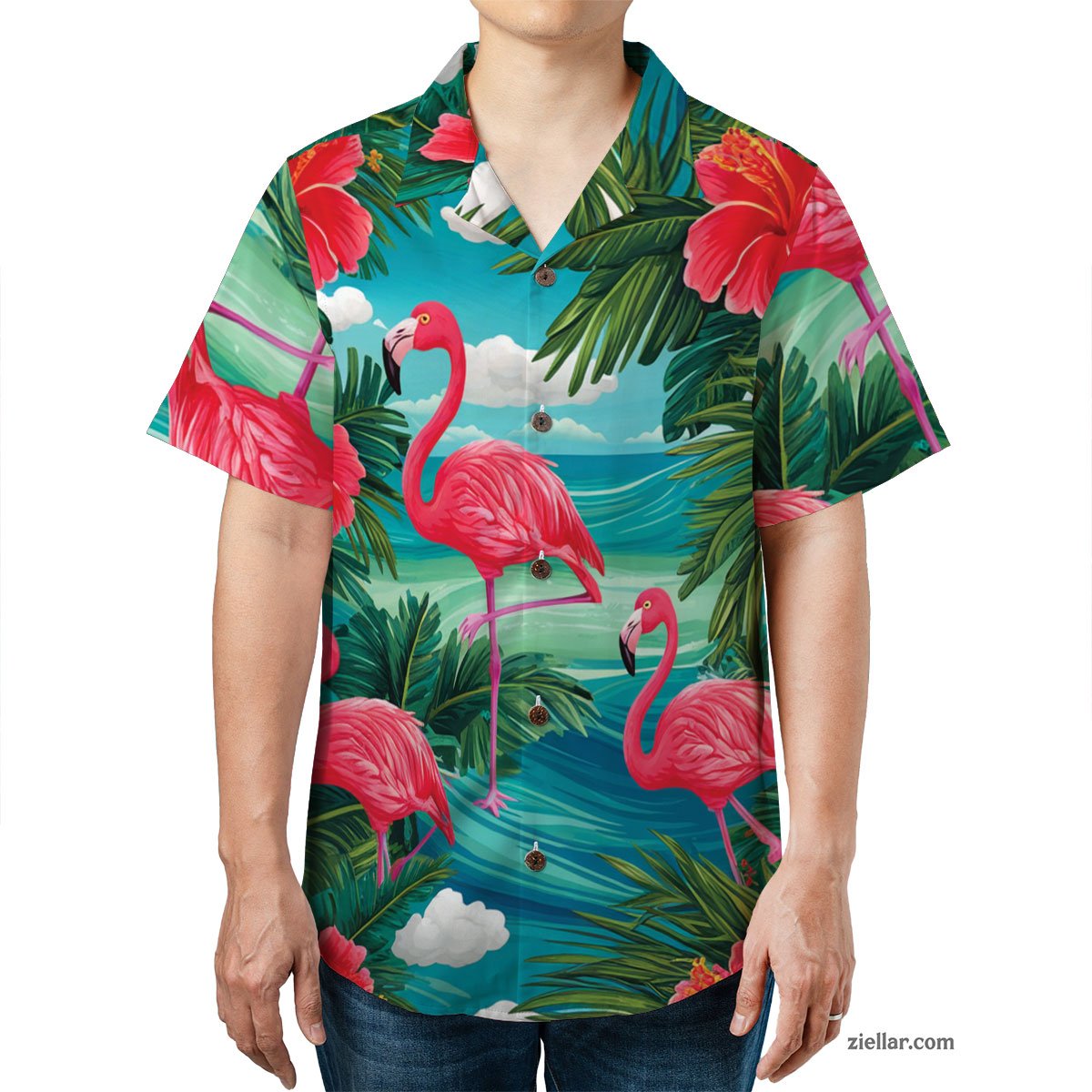 Flamingo & Hibiscus Hawaiian Shirt Tropical Beach Aloha Short Sleeve Casual – Tropical Print for Every Occasion
