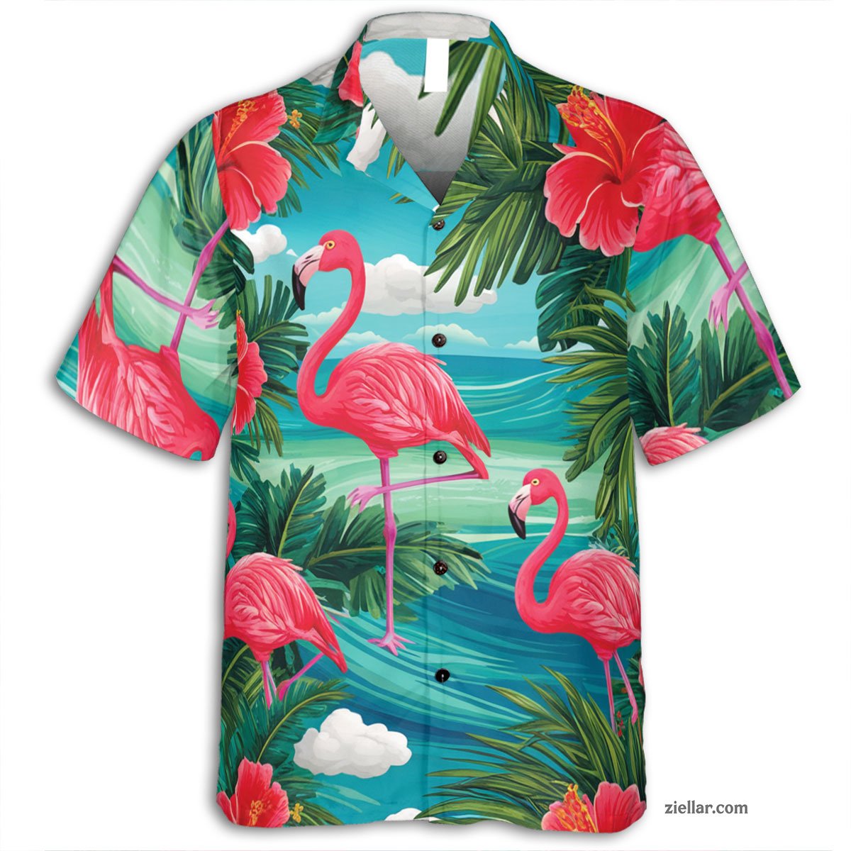 Flamingo & Hibiscus Hawaiian Shirt Tropical Beach Aloha Short Sleeve Casual – Tropical Print for Every Occasion