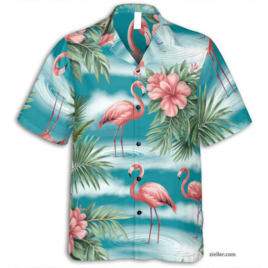 Flamingo and Tropical Flowers Hawaiian Shirts Men Women Beach Party – Aloha Style for Beach Parties