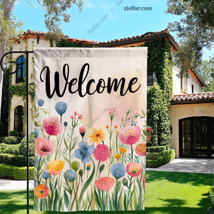 Floral Butterfly Garden Flag 12x18 Inch, Double Sided Spring Outdoor Yard Decor